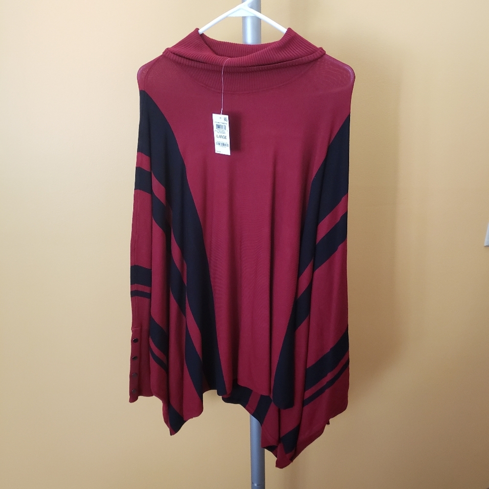 Rich Red Knit Sweater Poncho